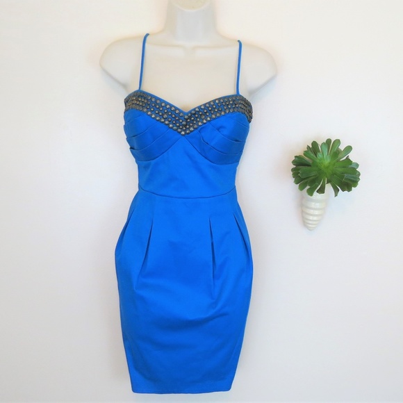 Bisou Bisou Dresses & Skirts - Cobalt Blue Metallic Studded Bustier Dress 4